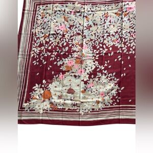 44”x44” Floral Burgundy Scarf